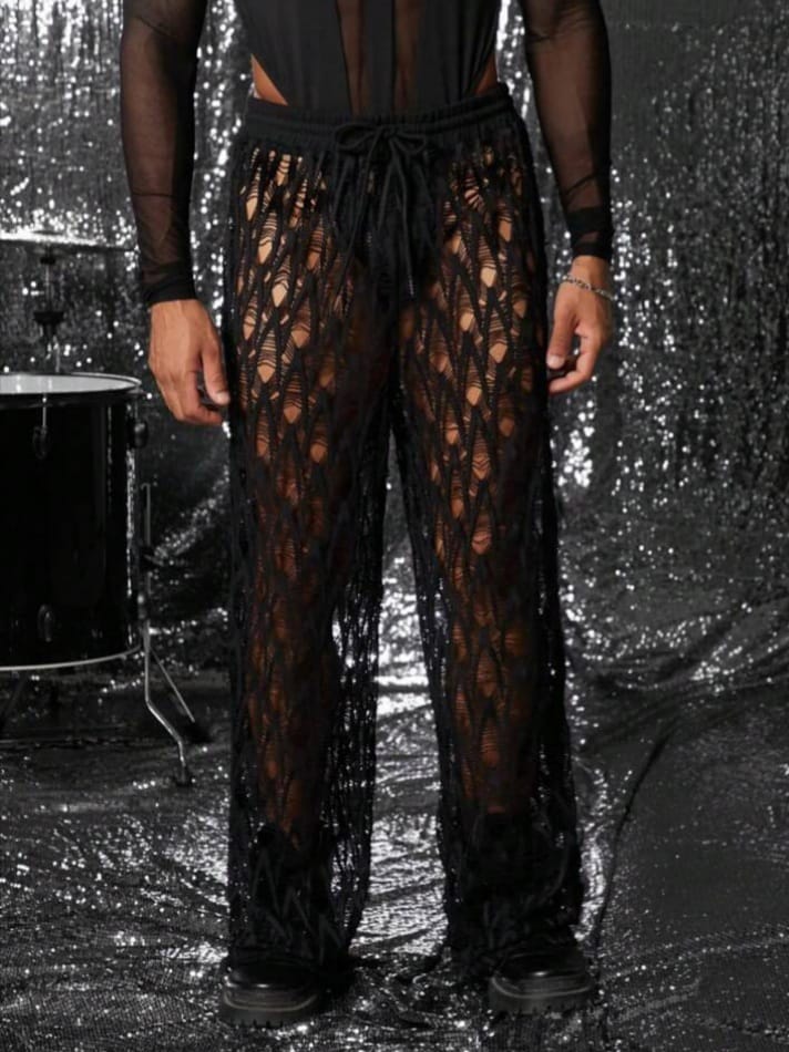 Men's Sexy Semi-Sheer Straight Long Lounge Pant